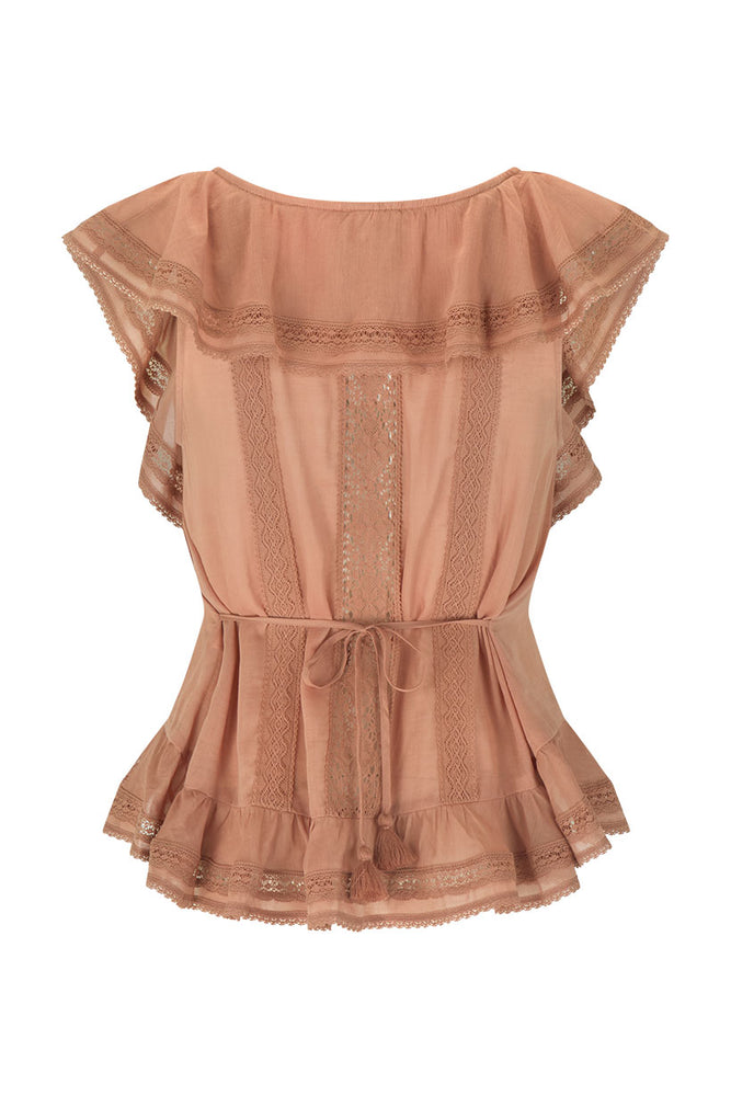 Fleur Lace Frill Sleeveless Blouse