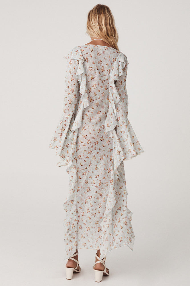 Fleur Frill Bias Maxi Dress